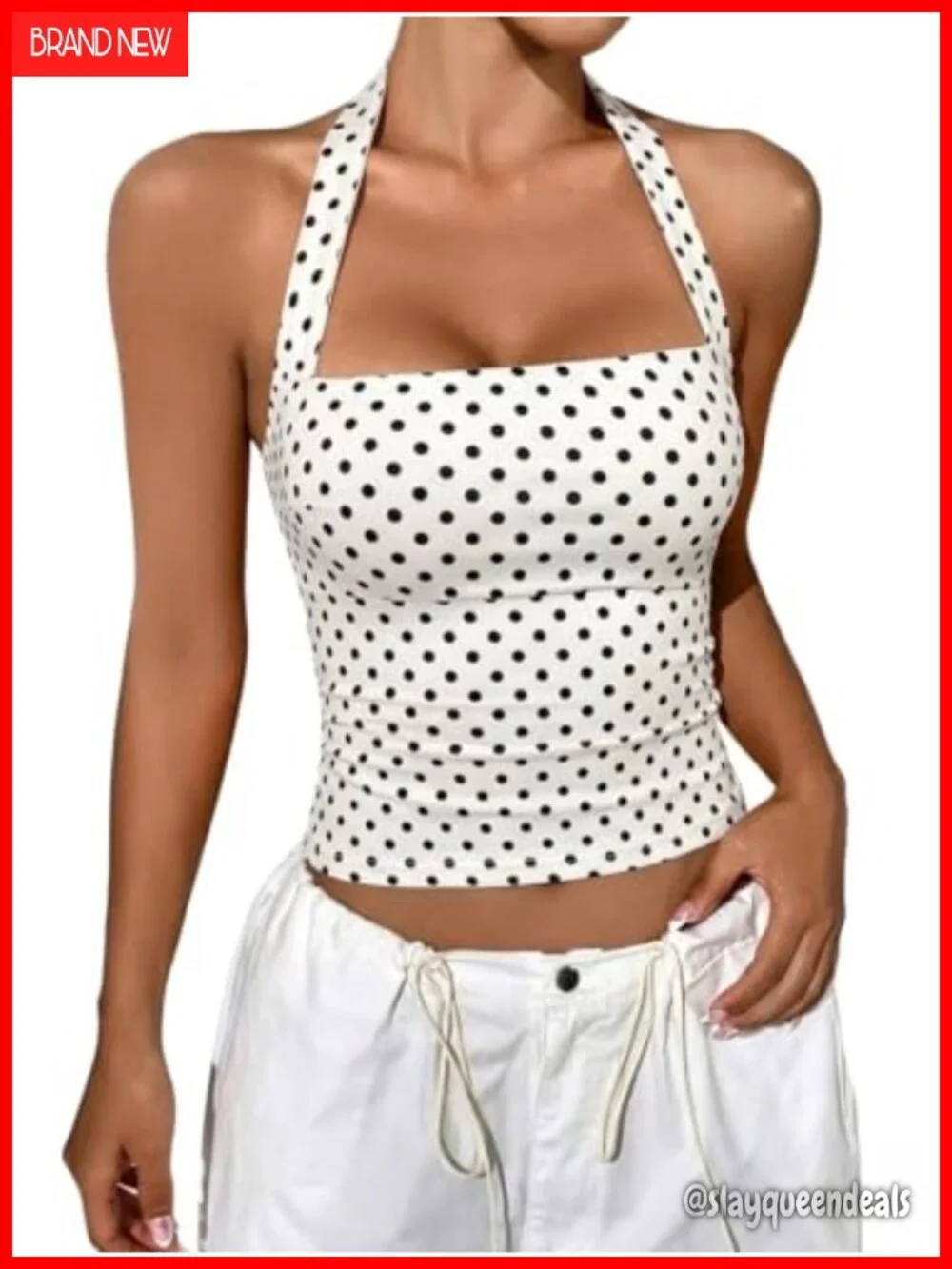 Polka Dot Halter Crop Top Sleeveless Corset Y2K Tank Top